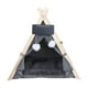 thumbnail image 3 of Tipi para mascotas, cama para tienda de campaña para gatos con cojín, refugio transpirable, semicerrado, casa para perros, nido de invierno gris, 3 of 10