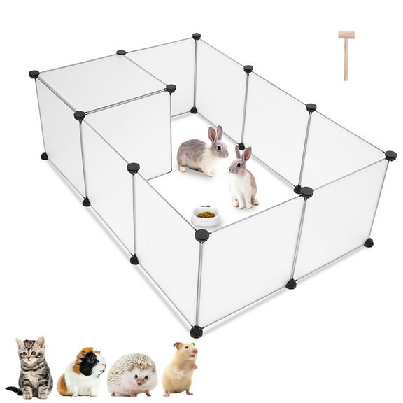 Gzxs Pet Plastic Playpen,Rabbit Panels,Small Animals Portable Yard Fence Rabbits DIY Outdoor & Indoor Fences,Kitten Breeding Crate for Hamster,Bunny,Puppy,Hedgehogs,Guinea Pig(12 Pcs)
