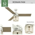 thumbnail image 6 of Hunter 52 inch Indoor Ceiling Fan with LED Light and Remote Control - Modern White Ceiling Fan, Standard Mount, 3 Blades, For Bedroom, Living Room, or Kitchen, Quiet - Ronan 59238, Fresh White, 6 of 16