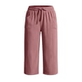thumbnail image 3 of Tsesme Corduroy Capris for Women Drawstring Elastic Waist Cropped Trousers with Pockets Fall Loose Fits Comfy Bottom Daily Wear, 3 of 8
