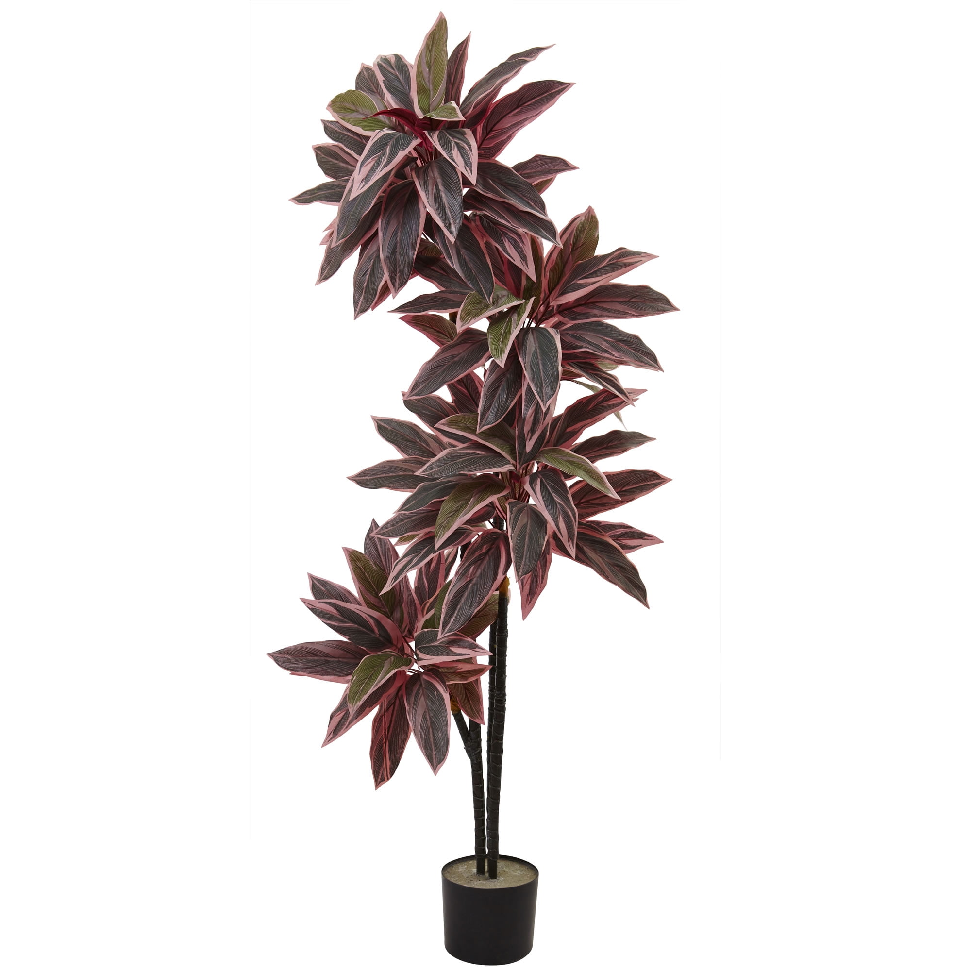 Nearly Natural 54" Red and Green Silk Caladium Plant in Black Pot