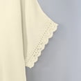 thumbnail image 6 of ibuvkizy Women's 2 Piece Casual Outfit Set V Neck Button Front Short Sleeve Tops with Lace Trim & Elastic Waist Cropped Wide Leg Pants with Pockets,Lightweight Linen Blend Summer Matching Suit, 6 of 9