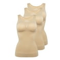 thumbnail image 1 of LELINTA Women's Cami Body Shaper Tummy Control Removable Padded Shapewear TaLELINTA Top Slimming Camisole Stretch Undershirt Cami Tops 3-Pack, 1 of 8