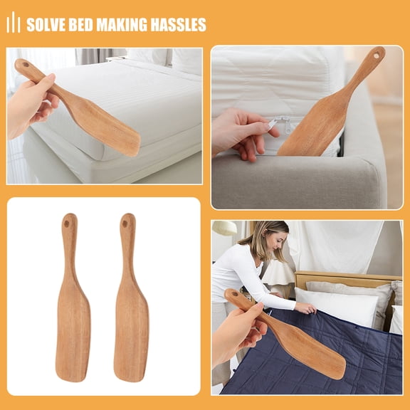SEWOART Mattress Lifter Tool for Bed Sheet Changing, Acacia Wood, 2pcs Set, Easy Sheet Removal for Adults Home Use