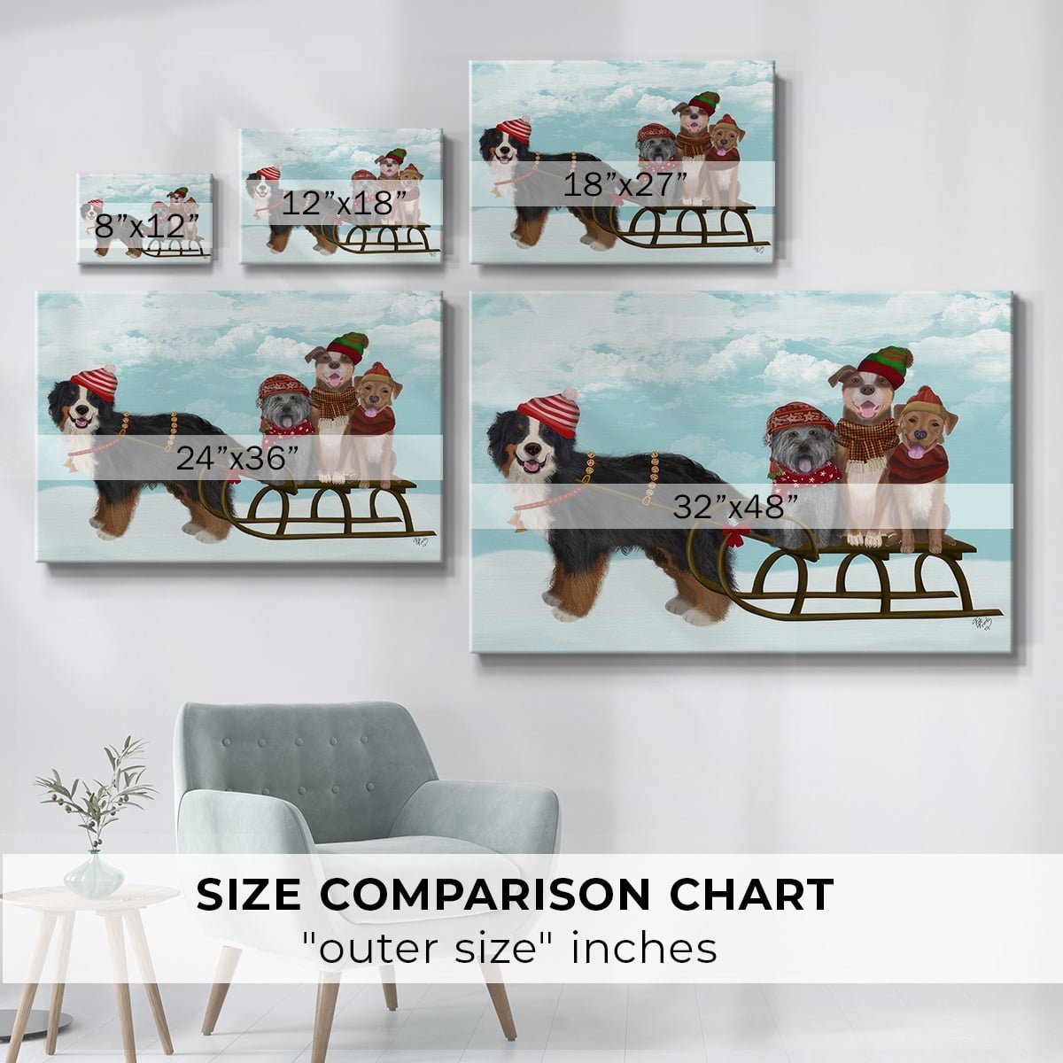 Christmas Mutt Sled- Gallery Wrapped Canvas