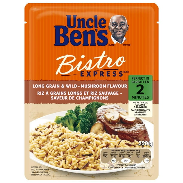 Riz à grains longs et riz sauvage à saveur de champignons Bistro Express de marque Uncle Ben's, 250 g La perfection à tout coup