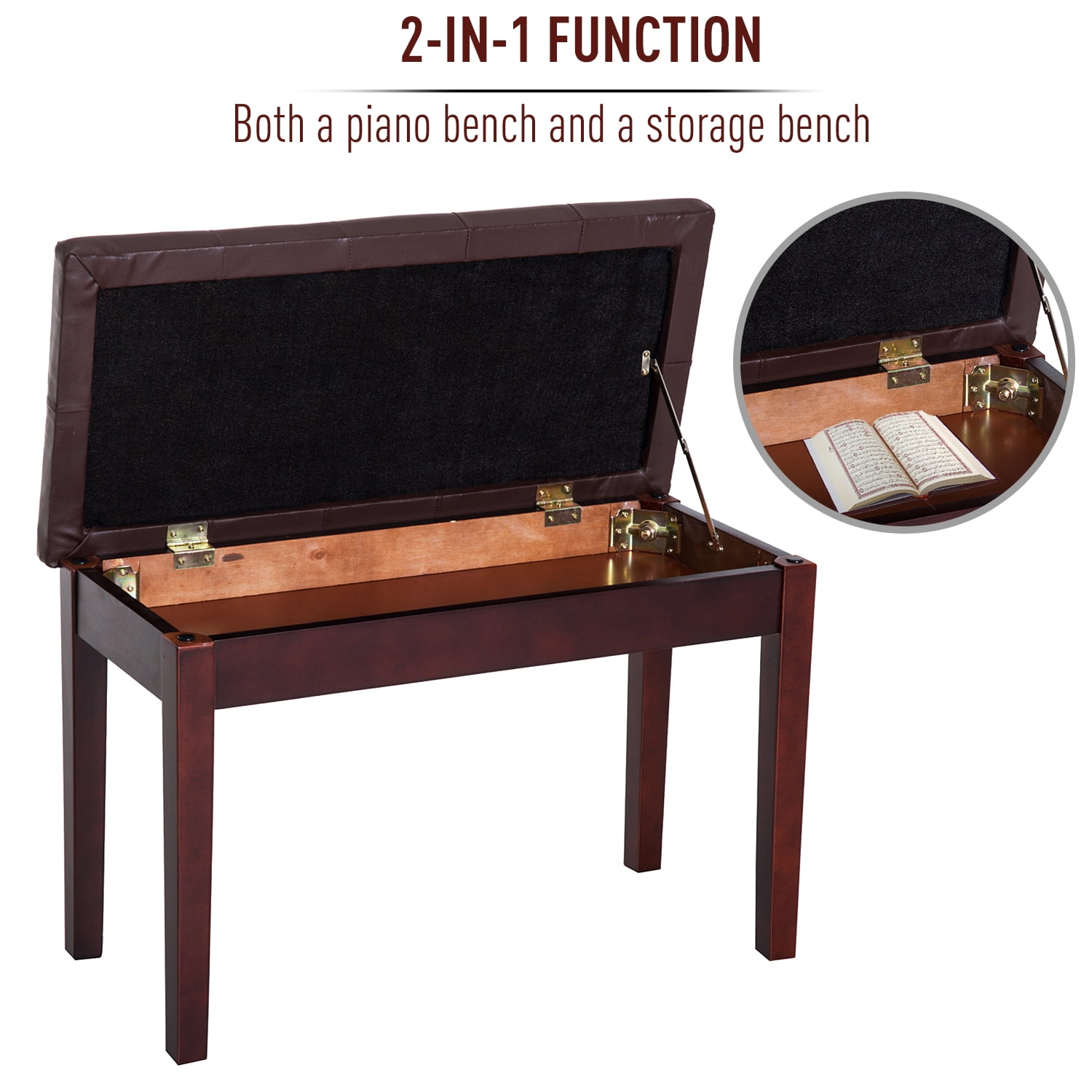 HomCom Birchwood Tufted Bench, Brown
