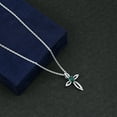 thumbnail image 6 of Rosec Jewels Lab Created Diamond Cross Necklace with Emerald (Chain Included) - Cross Infinity Necklace - Ready to Gift for Christmas, 14K White Gold, 6 of 8