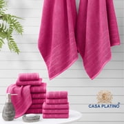 Casa Platino 24-Pcs Luxury Towels for Bathroom – 100% Ring-Spun Cotton, 2 Bath Sheets, 2 Gym Towel, 2 Bath, 4 Fingertip, 6 Hand, 8 Washcloths, Ultra Soft, Easy Care – Fuchsia