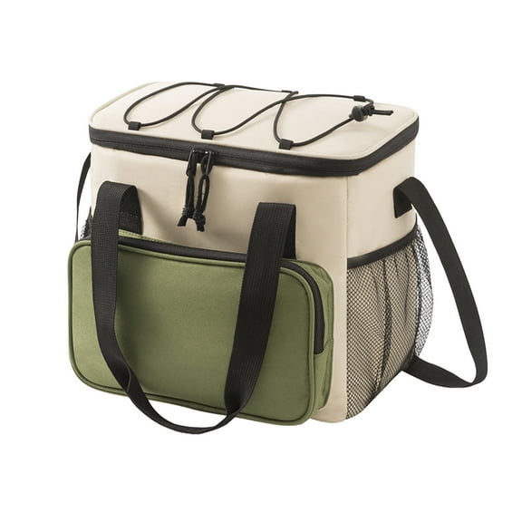 Large Waterproof Cooler Bag, Removable Lunch Bag, Insulated Ice Chest Leak-Proof Cooler Bag for Men & Women, Work Outdoor Beach Trips (Beige)