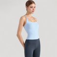 thumbnail image 3 of Women's Fitted Square Neck Tank Top with Built-In Bra and Racerback Design for Active and Casual Comfort - Small, Light Blue, 3 of 7