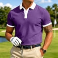 thumbnail image 2 of OIOLOYJM Mens Golf Shirts Summer Short Sleeve Mesh Contrast Collar Casual Quick Dry Lightweight Polo Shirts Trendy Work Gym Collared Clothes Dark Purple L, 2 of 6