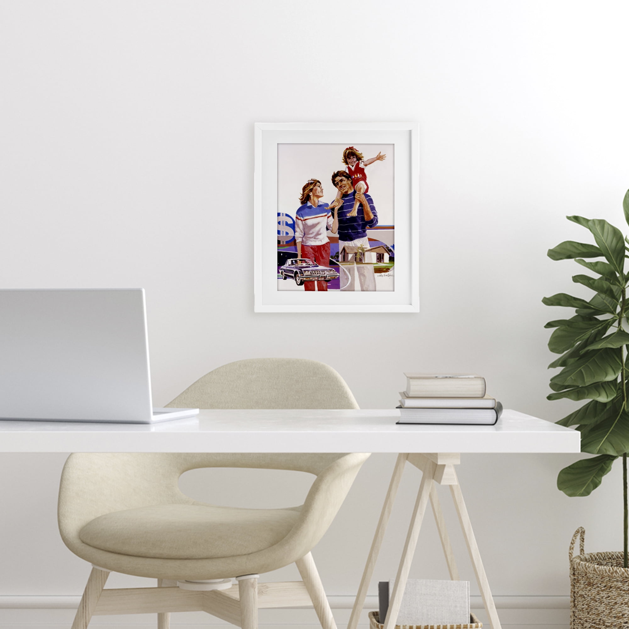 Retro Family Nostalgia Portrait White Framed Print Under Glass, design by Wind River Studios