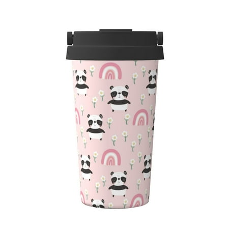 

Pofeuu Cute Cartoon Panda Print Coffee Mug Iced Coffee Tumbler Cup Double Wall Vacuum Leak-Proof Thermos Mug CoffeeThermos Travel Mug