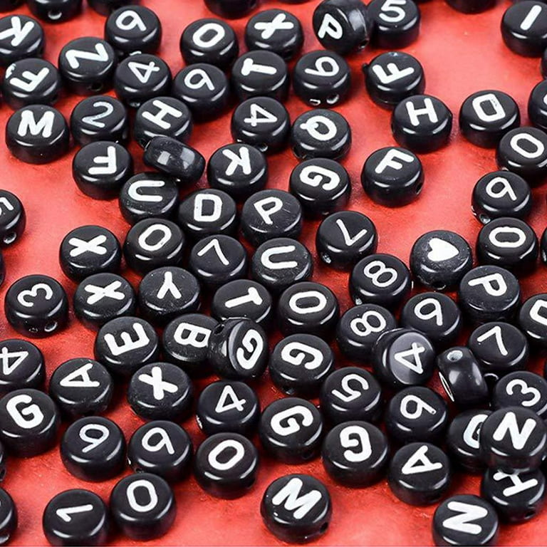 100pcs/pack 6-7mm Mixed Alphabet & Heart Shaped Acrylic Beads In