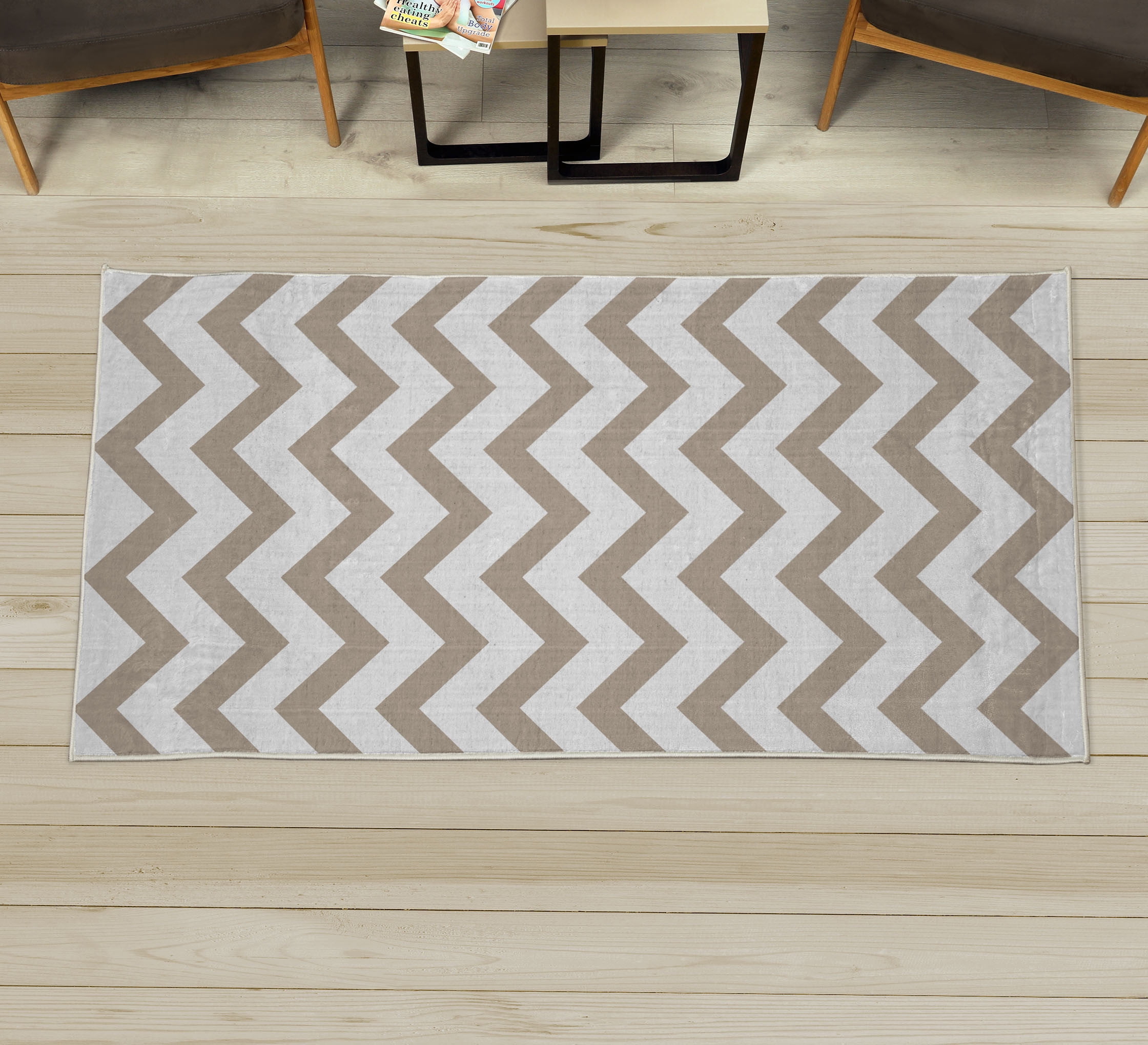 Horizontal Shape Rug Striped Decorative Rug, Modern Summer Season Pattern Zigzag Tile Design ...