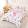 thumbnail image 2 of Erosebridal Bow Letter S Queen Comforter Set for Girls, Pink Watercolor Ribbon Bedding Comforter Set, Pink Reversible, 3 Pieces, 2 of 6