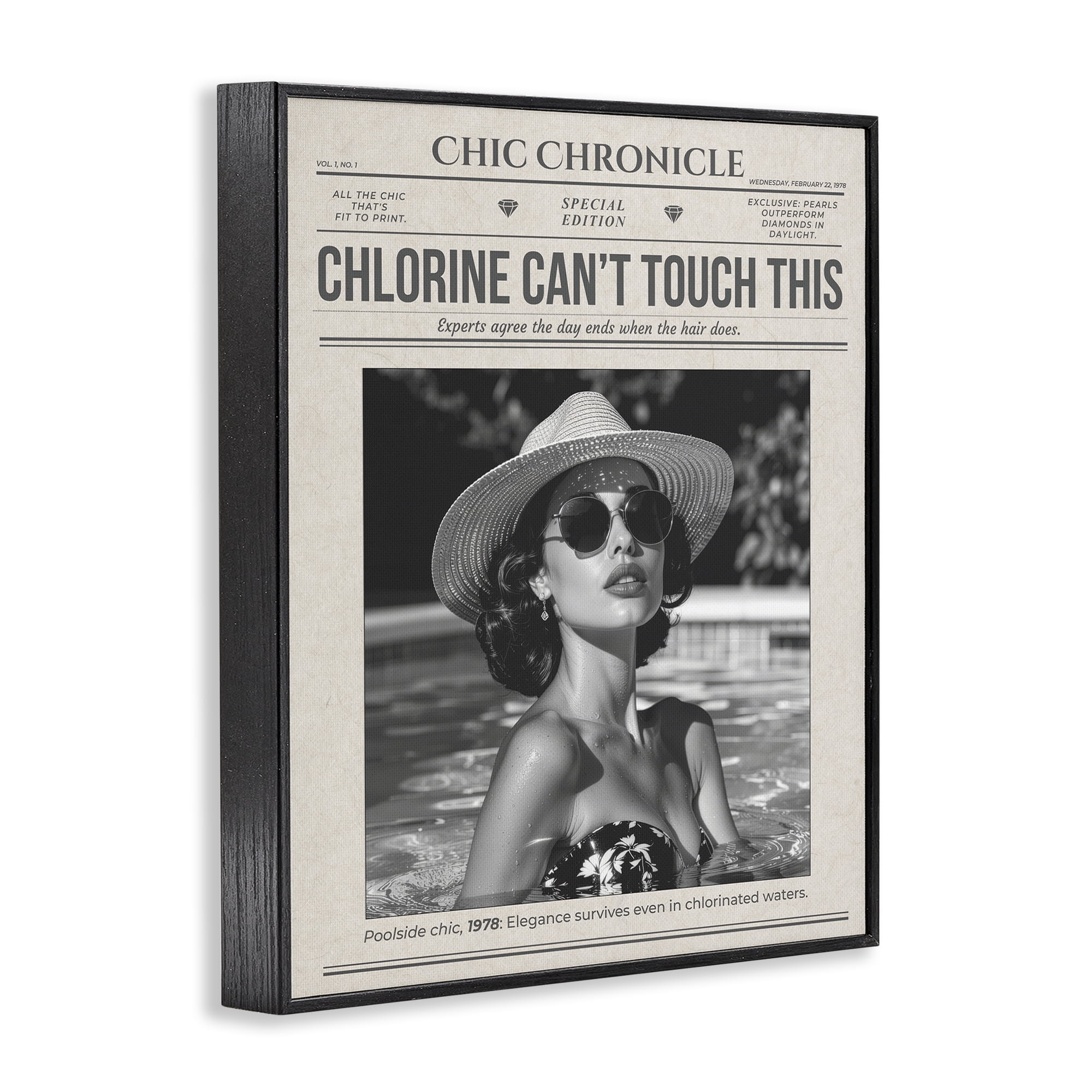 Chic Chronical Vintage Magazine Black Framed Giclee Art, design by A Barefoot Stylist