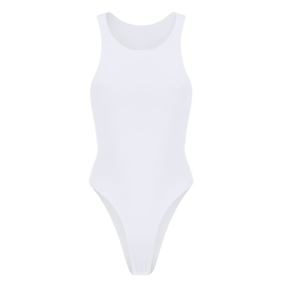 Bodysuit Women, Fit Body Suits Women Clothing, Women's Sleeveless Crew Neck Tank Tops, S, White