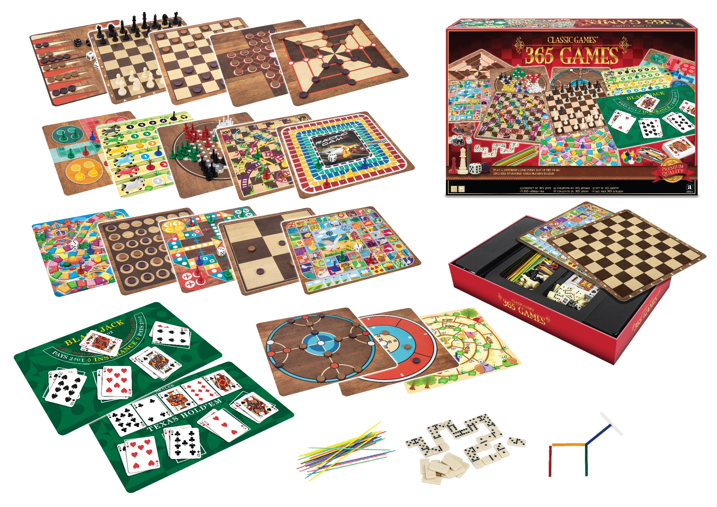 Classic Games 365 Games For Kids 6 W 10 Double Sided Playing Board