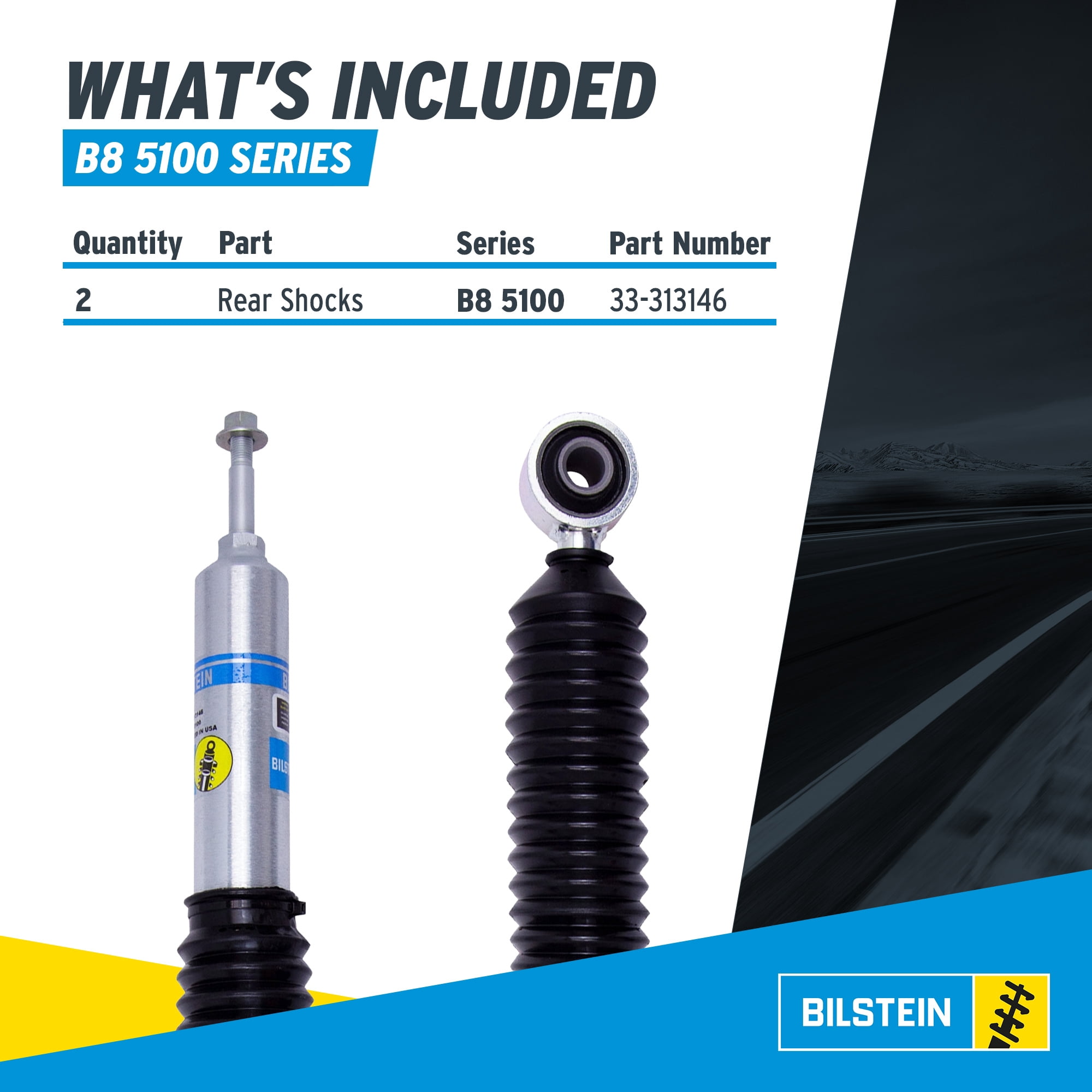 Bilstein Pair of Rear B8 5100 Series Shocks Compatible with 2003-2024 4Runner with 0-2" Rear Lift
