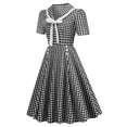 thumbnail image 5 of IROINNID A-Line Dress For Women Short Sleeve Round Neckline Summer Retro Casual Pullover Long Dress Strapless Plaid Dress, 5 of 5