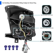 Spec-D Tuning Black Halo+LED Projector Headlights Compatible with 2003-2005 Nissan 350Z, Left + Right Pair Headlamps Assembly