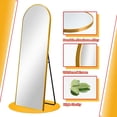 thumbnail image 4 of ZXNYH Arched Full Length Mirror Standing Hanging or Leaning Against Wall, Oversized Large Bedroom Mirror Floor Mirror Dressing Mirror, Aluminum Alloy Thin Frame, Gold, 65"x22", 4 of 6