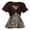 Brown, variant on Norvella Womens Layered T Shirt Striped Underlay V Neck Short Sleeve Tie Front Slim Fit Y2K Casual Tee Fashion Everyday Top