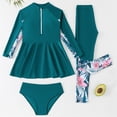 thumbnail image 4 of 10-11 T Swimsuit For Girls Girls Long Sleeve Rash Guard Two Piece Swim Set with UPF 50+ Sun for Surfing Beach and Pool Activities, 4 of 8