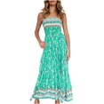 thumbnail image 1 of Vestido largo de fiesta sin tirantes con estampado floral bohemio de verano para mujer Fridja qw2263, 1 of 1