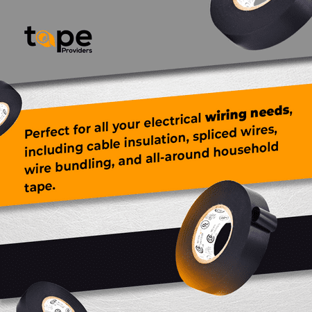 WOD Tape Premium Grade Black Electrical Tape 2 in. x 66 ft.- 48 Pack