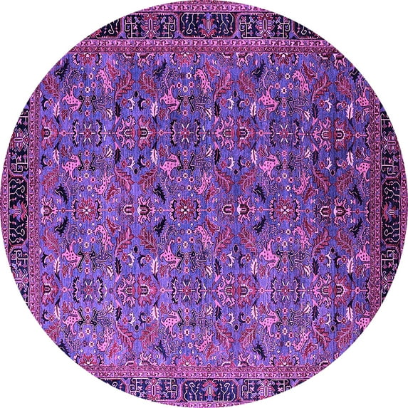 Ahgly Company Indoor Round Oriental Purple Traditional Area Rugs, 4' Round