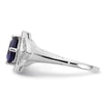 thumbnail image 3 of Finest Gold Sterling Silver Cheryl M Rhodium-plated Fancy Blue Glass & CZ Ring, Size 7, 3 of 5