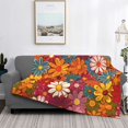 thumbnail image 5 of Horizontal Flannel Blanket Is Light Warm Soft Anti-Pilling Anti-Wrinkle Anti-Allergy And No Hair Loss For Bed And Sofa Camping Travel Colorful Floral Pattern Groovy Flowers (2), 5 of 8