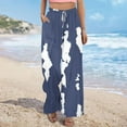 thumbnail image 6 of Roncen Women's Printed Wide Leg Pants - Casual Elastic Waist Trousers with Drawstring, Utility Slit & Pockets, 6 of 9