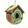 thumbnail image 2 of Casita de resina para pájaros para jardín - comedero decorativo colgante con cuerda, adorno exterior de plástico verde marrón de 7,28x5,51 pulgadas, 2 of 6