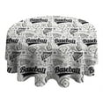 thumbnail image 4 of Black White Baseball Pattern Round Tablecloth 60"x60",Wrinkle Wipeable Table Cloth for Kitchen Dining Room Picnic Patio Party, 4 of 6