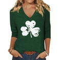 thumbnail image 2 of Arlun Women's St.Patrick's Day T-Shirts Trendy Shamrock 3/4 Sleeve V-Neck Tops Irish Traditional Festival Graphic Tees Casual Stylish Party Spring T Shirt 10-Green XL, 2 of 3