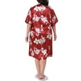 thumbnail image 3 of Agnes Orinda Women's Plus Size Satin Nightgown Floral Print Round Neck Short Sleeve Lounge Midi Sleepwear 2X Red, 3 of 6