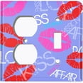 thumbnail image 4 of Metal Light Switch Plate Cover Lipstick Kisses Love Romance Violet LOV006, 4 of 13