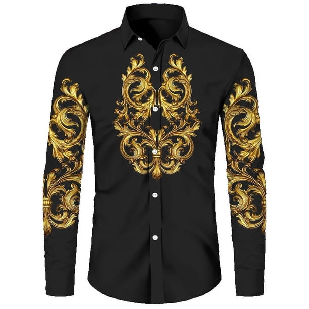 Camisa de manga larga con botones y estampado gráfico de palma de león en HD para hombre, moda informal para exteriores, novedad primavera verano
