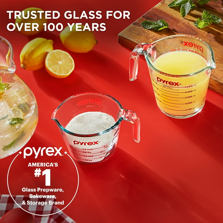 Pyrex 2 Piece Glass Measuring Cup Set, 1 and 2 Cup Capacity