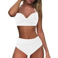 thumbnail image 3 of Cathalem 2 Piece Bathing Suits for Women High Waisted Color Block Swimsuit 2025 Summer Beach Swim Bathing Suit (White,L), 3 of 7