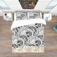thumbnail image 3 of Designart 'Monochrome Abstract Floral Pattern' Bohemian & Eclectic Bedding Set - Duvet Cover & Shams, 3 of 4