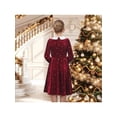 thumbnail image 4 of Sunny Fashion Girls Dress Crimson Red Velvet Sparkle Star Festive Special Occasion Warm Holiday 7 Years, 4 of 6