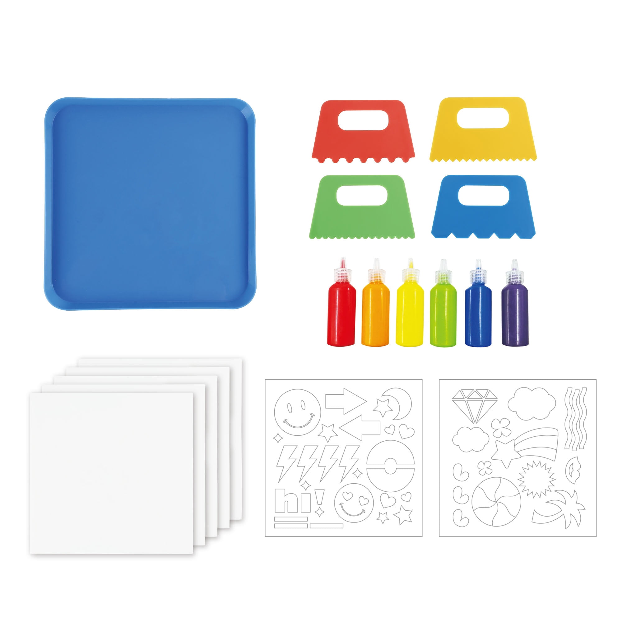 Hello Hobby Squeegee Art Kit, Multi-Color, 19 Pieces
