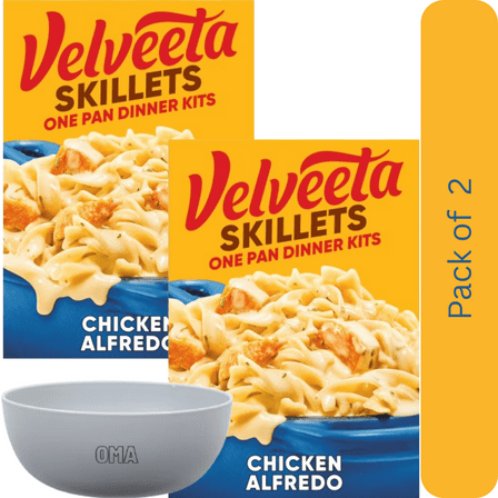 Velveeta Skillets Chicken Alfredo Dinner Kit, 2 Pack (12.5 oz Each) – with Bowl by OMA