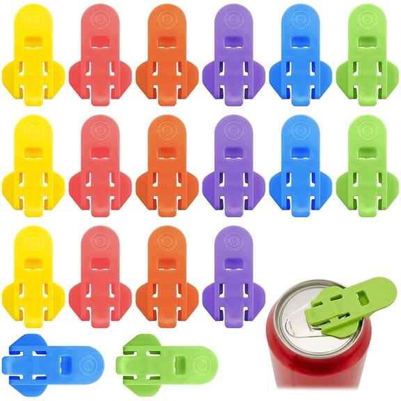 18pcs Assorted Color Soda Can Openers – Reusable Manual Tab Lifters & Protective Drink Covers, Finger & Nail Safety for Beer, Soda, Energy Drinks & Outdoor Fun