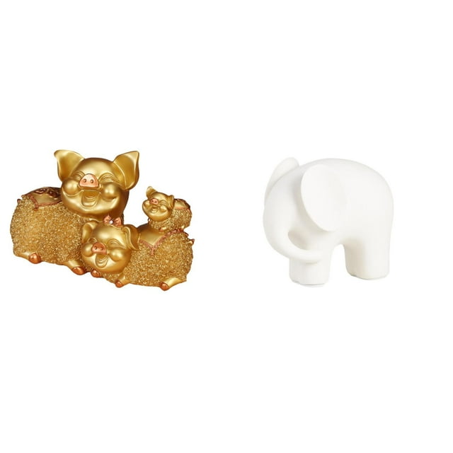 Figura de cerdo, estatua de animal, figura de , adorno de escritorio de resina y cerámica, ideal para estantería, escritorio, oficina o como r